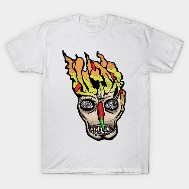 Flaming Skull T-Shirt by Azgrakth